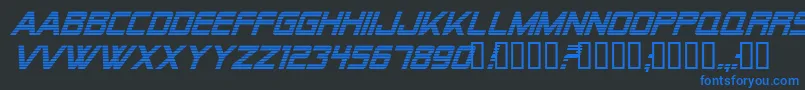 フォントAlien Encounters Italic – 黒い背景に青い文字