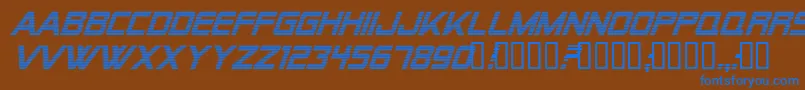 フォントAlien Encounters Italic – 茶色の背景に青い文字