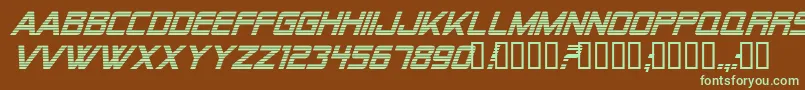 フォントAlien Encounters Italic – 緑色の文字が茶色の背景にあります。