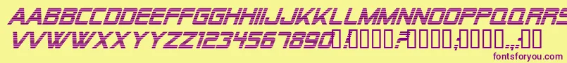 Alien Encounters Italic Font – Purple Fonts on Yellow Background