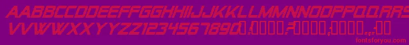 Alien Encounters Italic-Schriftart – Rote Schriften auf violettem Hintergrund