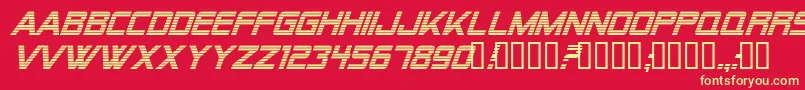 Alien Encounters Italic Font – Yellow Fonts on Red Background