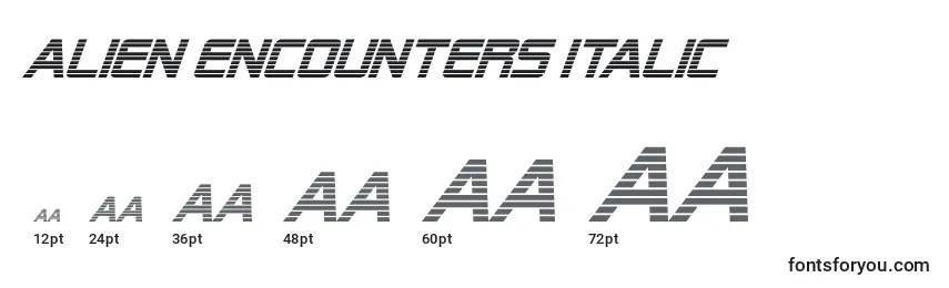 Alien Encounters Italic Font Sizes