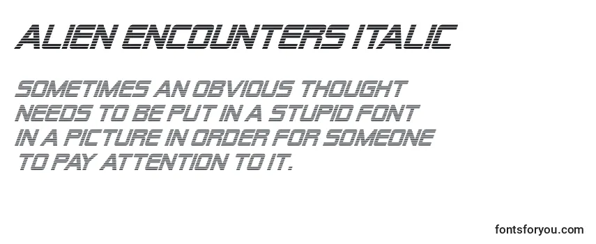 Schriftart Alien Encounters Italic