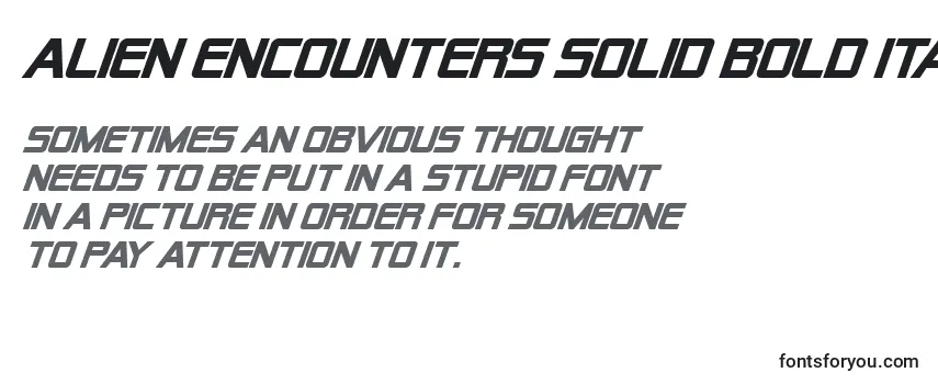 Überblick über die Schriftart Alien Encounters Solid Bold Italic