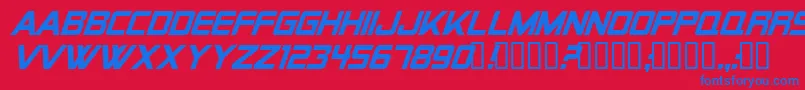 Alien Encounters Solid Italic Font – Blue Fonts on Red Background