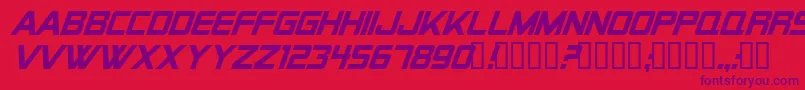 Alien Encounters Solid Italic Font – Purple Fonts on Red Background