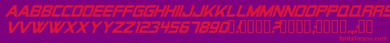 Fonte Alien Encounters Solid Italic – fontes vermelhas em um fundo violeta