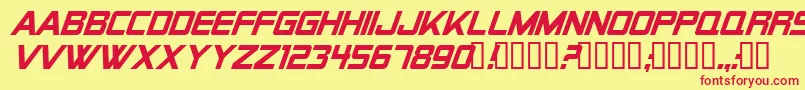 Alien Encounters Solid Italic Font – Red Fonts on Yellow Background