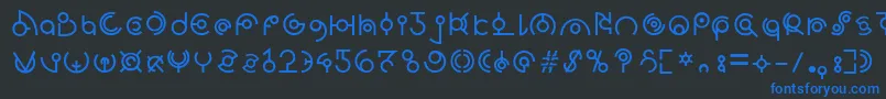 Alien lines 1 9 Font – Blue Fonts on Black Background