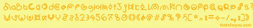 Alien lines 1 9 Font – Orange Fonts on Yellow Background