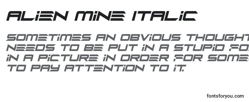 Alien Mine Italic -fontin tarkastelu