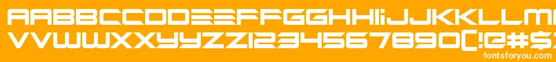 Weitere Informationen zur Alien Mine-Schriftart Alien Mine-Schriftart – Weiße Schriften auf orangefarbenem Hintergrund