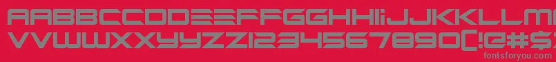 Alien Mine-fontti – harmaat kirjasimet punaisella taustalla