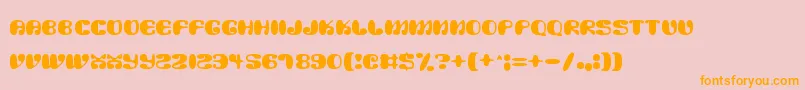 Alien Mushrooms-Schriftart – Orangefarbene Schriften auf rosa Hintergrund