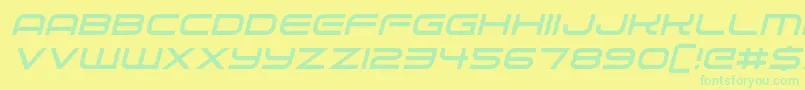 Fonte Alien Robot Italic – fontes verdes em um fundo amarelo