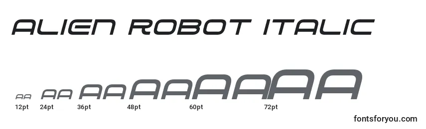 Größen der Schriftart Alien Robot Italic
