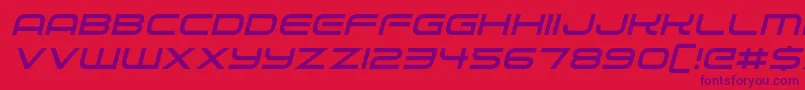 Weitere Informationen zur Alien Robot Italic-Schriftart Alien Robot Italic-Schriftart – Violette Schriften auf rotem Hintergrund