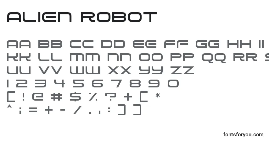 Alien Robot-fontti – aakkoset, numerot, erikoismerkit
