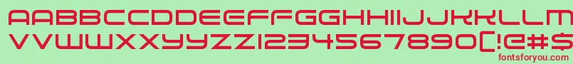 Alien Robot-Schriftart – Rote Schriften auf grünem Hintergrund