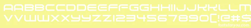 Alien Robot-Schriftart – Weiße Schriften auf gelbem Hintergrund