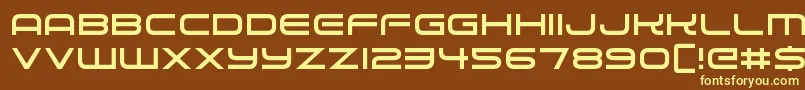 Alien Robot-Schriftart – Gelbe Schriften auf braunem Hintergrund