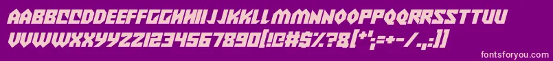 Alien Wars Italic-Schriftart – Rosa Schriften auf violettem Hintergrund