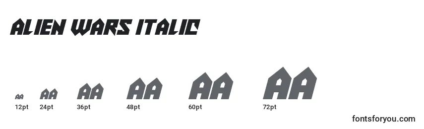 Größen der Schriftart Alien Wars Italic