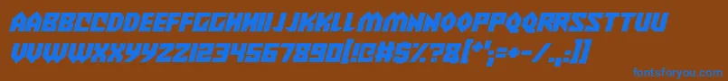 Alien Wars Italic-Schriftart – Blaue Schriften auf braunem Hintergrund