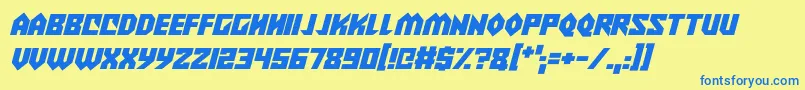 Alien Wars Italic Font – Blue Fonts on Yellow Background