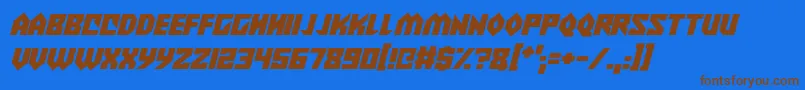 Alien Wars Italic Font – Brown Fonts on Blue Background