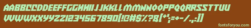 Alien Wars Italic-fontti – vihreät fontit ruskealla taustalla