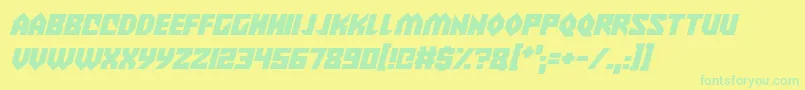 Alien Wars Italic Font – Green Fonts on Yellow Background