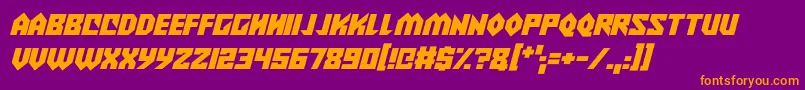 Alien Wars Italic Font – Orange Fonts on Purple Background
