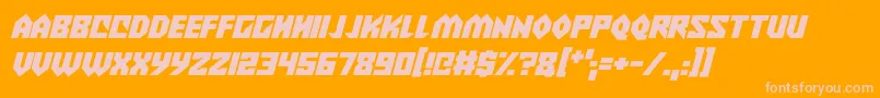 Alien Wars Italic Font – Pink Fonts on Orange Background