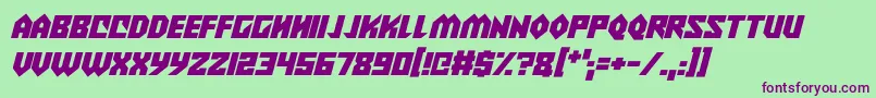 Alien Wars Italic-Schriftart – Violette Schriften auf grünem Hintergrund