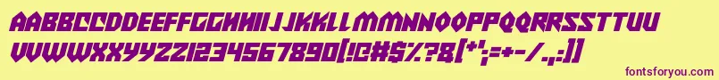 Alien Wars Italic-Schriftart – Violette Schriften auf gelbem Hintergrund