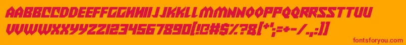 Czcionka Alien Wars Italic – czerwone czcionki na pomarańczowym tle