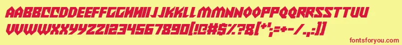 Alien Wars Italic Font – Red Fonts on Yellow Background