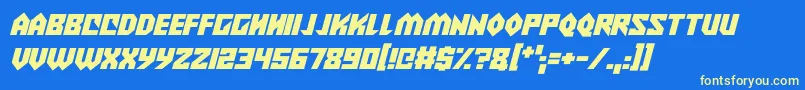Alien Wars Italic Font – Yellow Fonts on Blue Background