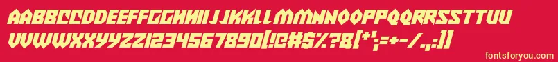 Alien Wars Italic Font – Yellow Fonts on Red Background