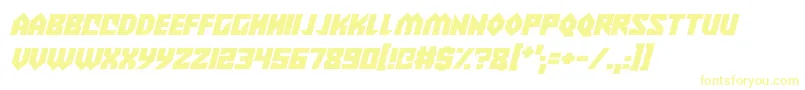 Alien Wars Italic-Schriftart – Gelbe Schriften auf weißem Hintergrund