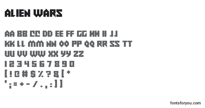 A fonte Alien Wars – alfabeto, números, caracteres especiais