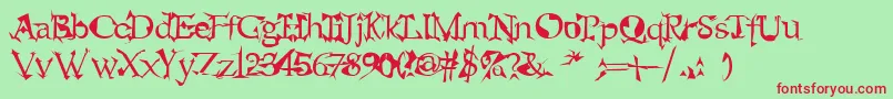 フォントalien – 赤い文字の緑の背景