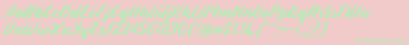 Aliena Font by Rifki 7NTypes Font – Green Fonts on Pink Background