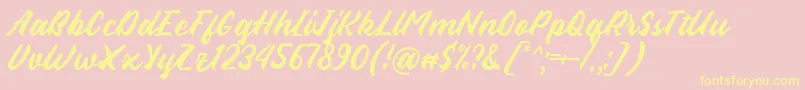 Aliena Font by Rifki 7NTypes Font – Yellow Fonts on Pink Background