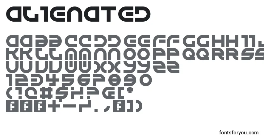 Schriftart Alienated (119129) – Alphabet, Zahlen, spezielle Symbole