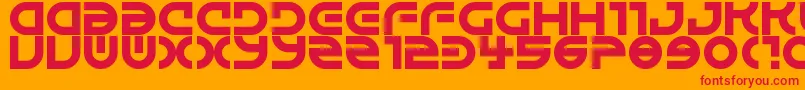 Alienated-Schriftart – Rote Schriften auf orangefarbenem Hintergrund