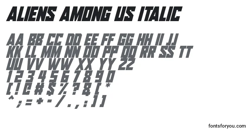 Fuente Aliens Among Us Italic - alfabeto, números, caracteres especiales