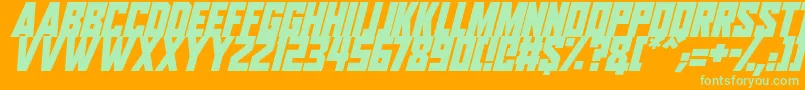 Aliens Among Us Italic-fontti – vihreät fontit oranssilla taustalla